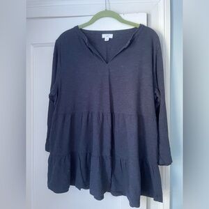 J Jill Navy Blue Tiered Top medium
